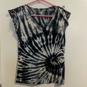 Blue & White Tie Dye Short Sleeved Top